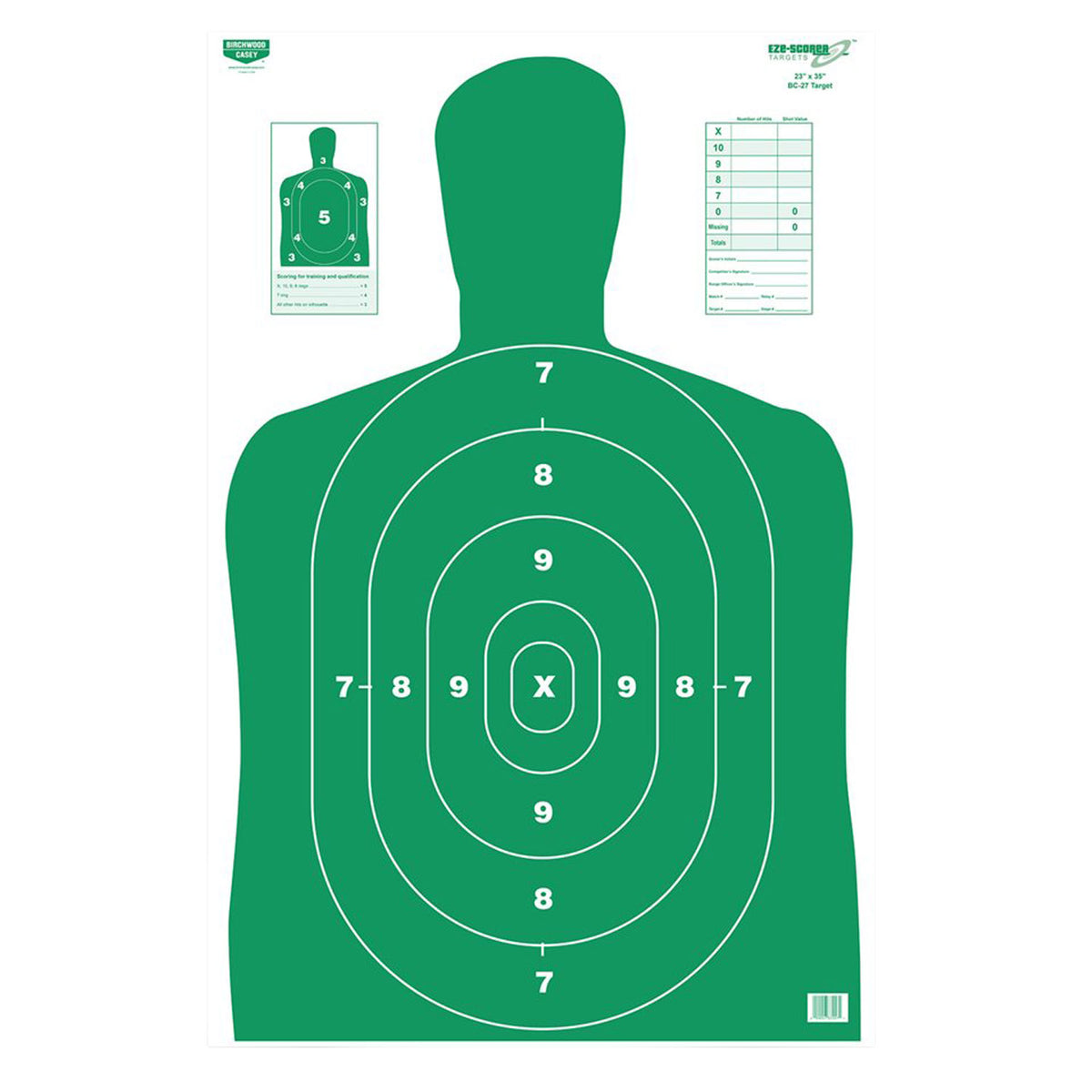 Birchwood Casey 37015 EZE-Scorer 23"x35" Paper Silhouette Hanging Target Green 5 Pk