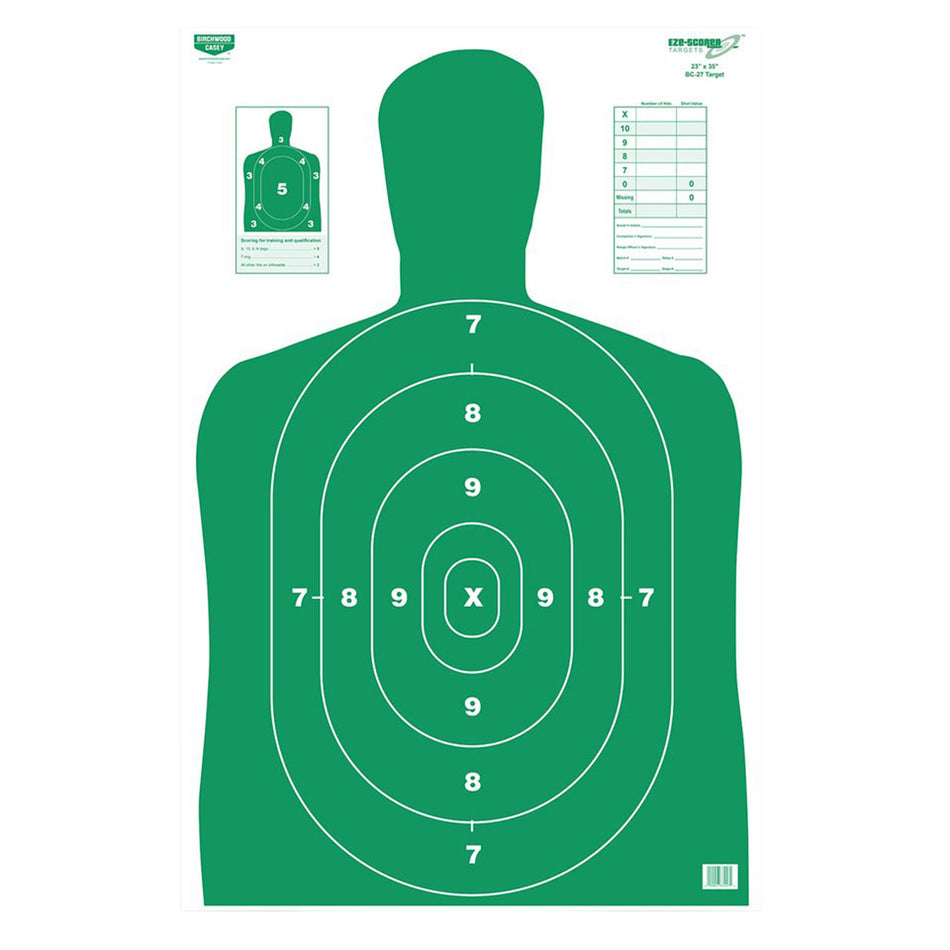 Birchwood Casey 37015 EZE-Scorer 23"x35" Paper Silhouette Hanging Target Green 5 Pk