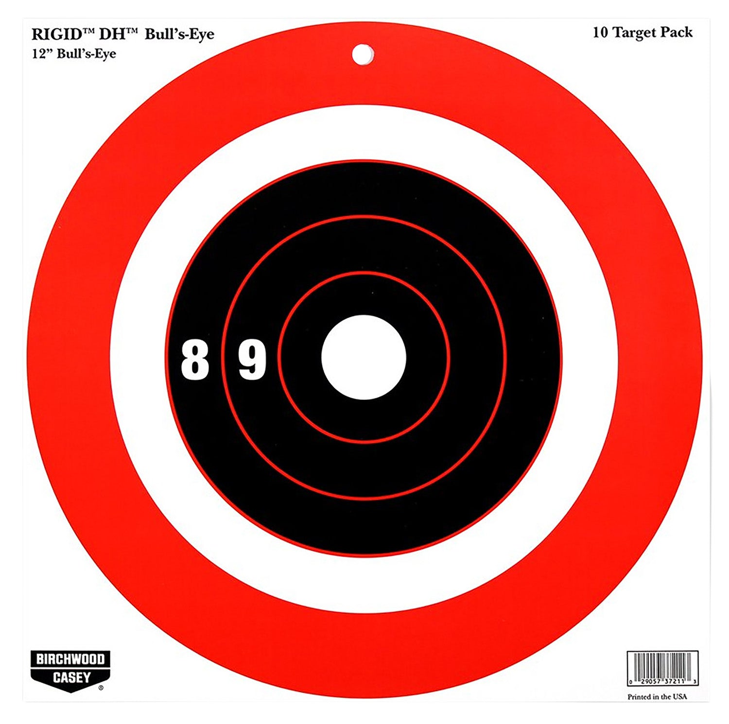 Birchwood Casey Rigid DH Bullseye Paper Hanging Targets 12" x 12" Orange/Black 10 Per Pack