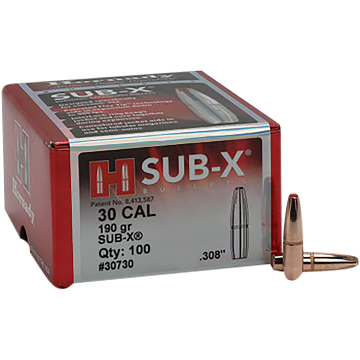 Hornady 30730 Sub-X 30 Cal .308 190 gr Subsonic Expanding Bullets 100/Box