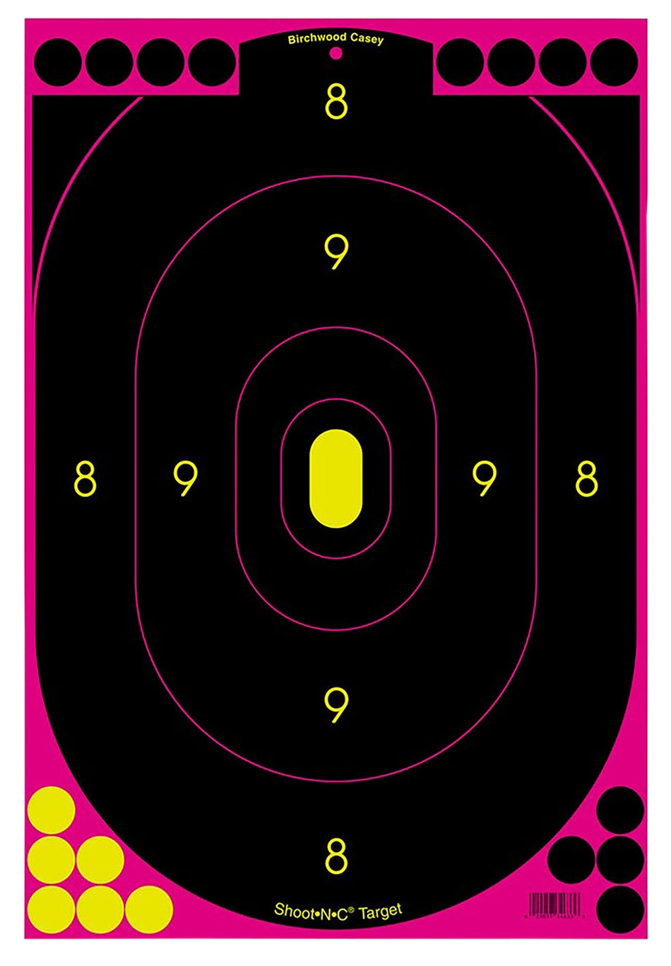 Birchwood Casey Shoot-N-C Reactive Paper Oval Silhouette Target 12"x18" Black/Pink Self-Adhesive 100 Per Pack