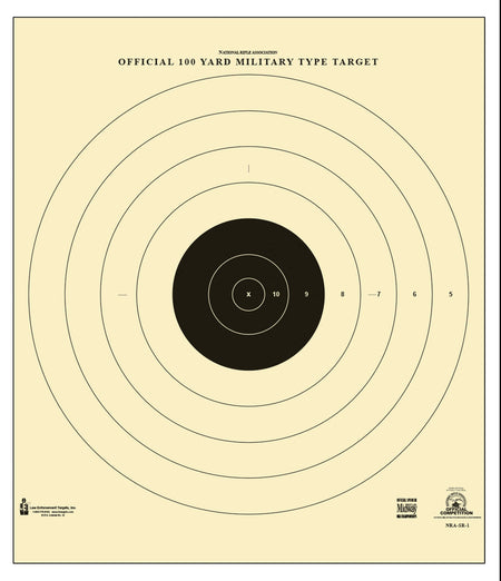 Action Target SR-1 Military Sighting Bullseye Tagboard Hanging Target 21x21 Black/White 100-Count