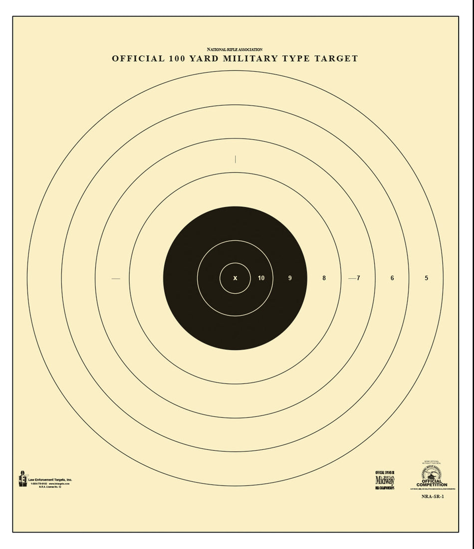Action Target SR-1 Military Sighting Bullseye Tagboard Hanging Target 21x21 Black/White 100-Count