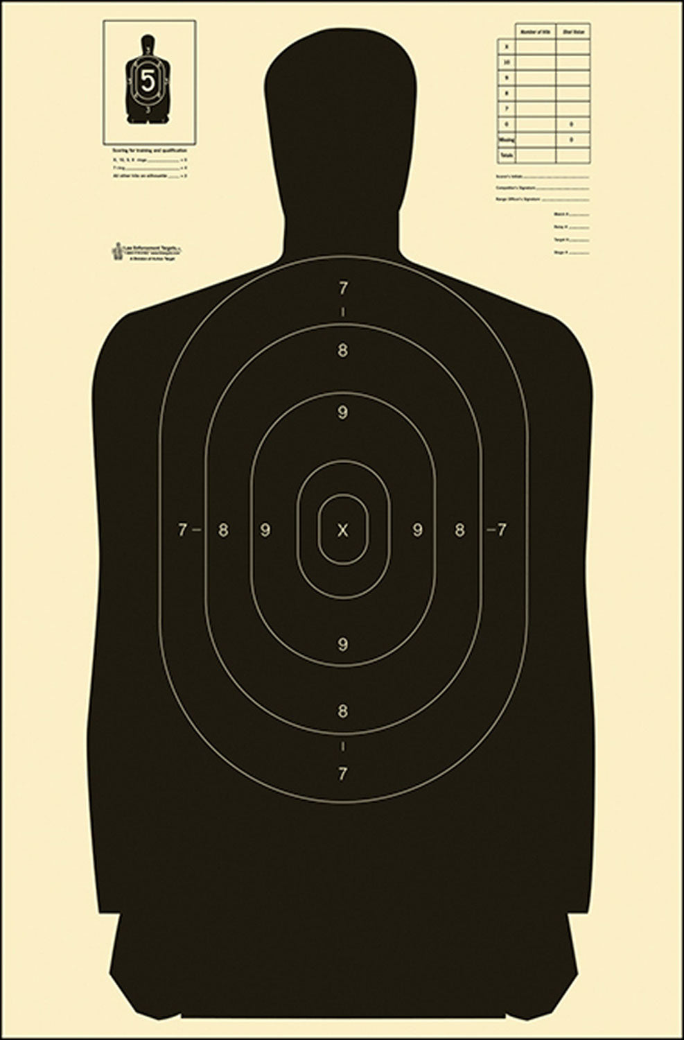Action Target B-27S Standard Silhouette Qualification Heavy Paper Target Black/White 100-Count