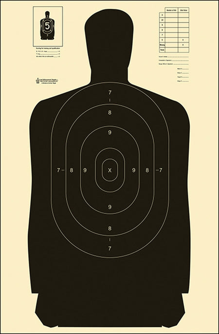 Action Target B-27S Standard Silhouette Qualification Heavy Paper Target Black/White 100-Count