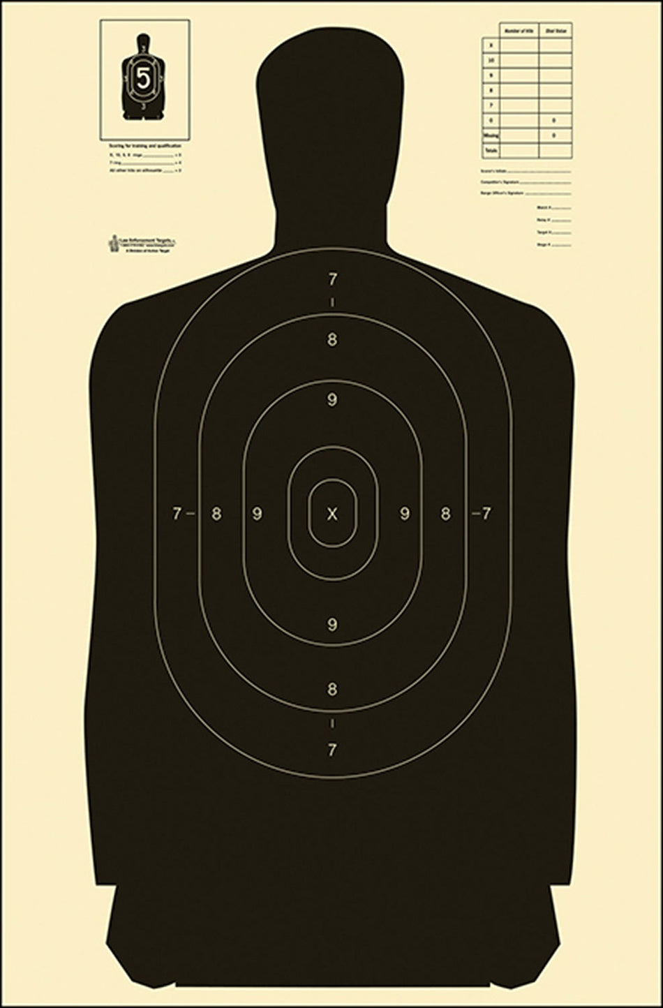 Action Target B-27S Standard Silhouette Qualification Heavy Paper Target Black/White 100-Count