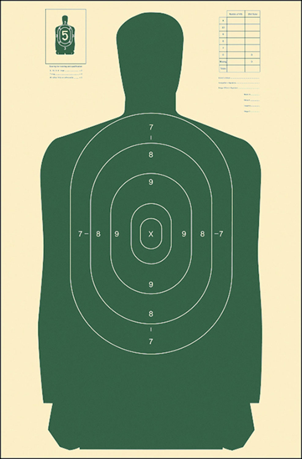 Action Target B27SGREEN100 Full Silhouette Qualification Paper Hanging Target 24"x45" Green/White 100 Count