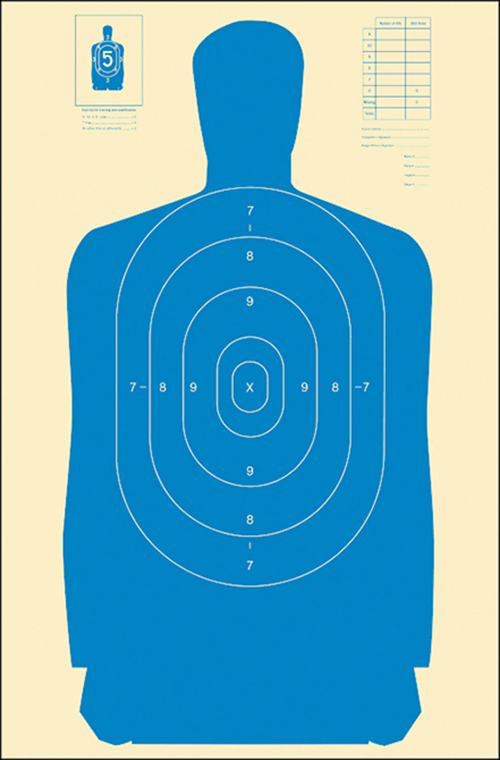 Action Target B-27S Standard Silhouette Paper Qualification Target 24x45 Blue/White 100-Count