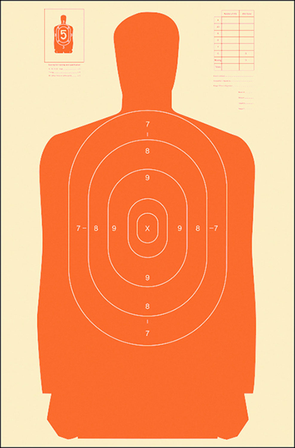 Action Target B-27S Standard Silhouette Paper Qualification Target 24x45 Orange/White 100-Count