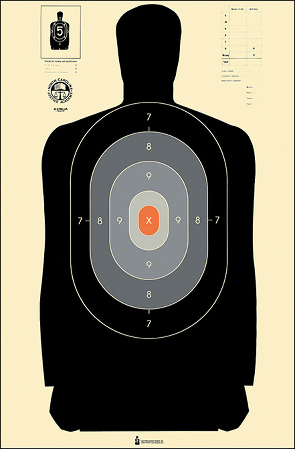 Action Target B-27 North Carolina Criminal Justice Academy Qualification Paper Target 24x45 Black/Gray/White 100-Count