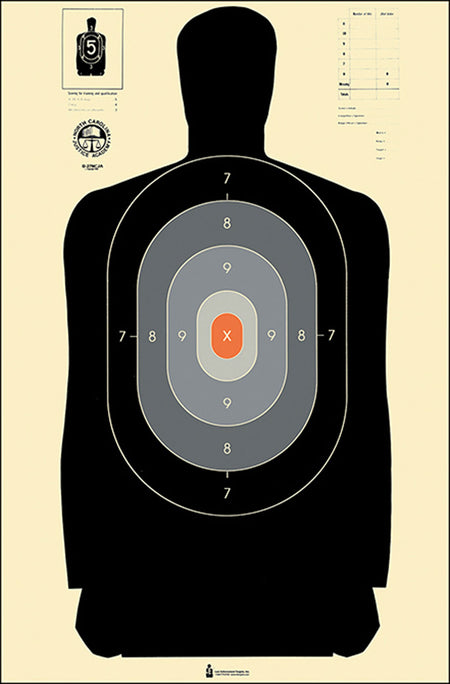 Action Target B-27 North Carolina Criminal Justice Academy Qualification Paper Target 24x45 Black/Gray/White 100-Count