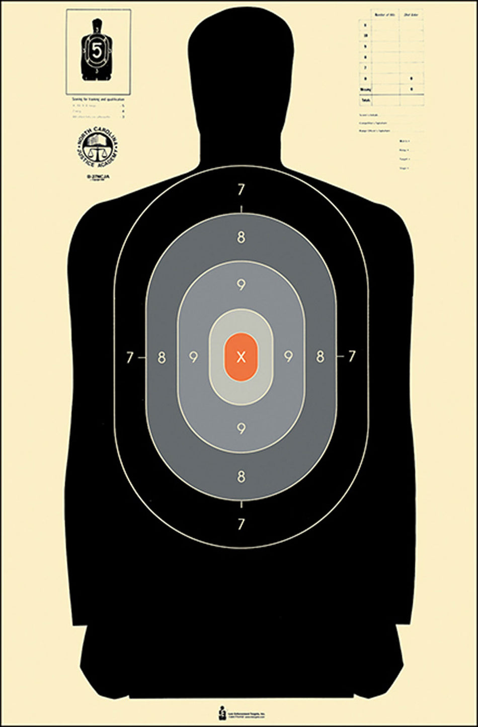 Action Target B-27 North Carolina Criminal Justice Academy Qualification Paper Target 24x45 Black/Gray/White 100-Count