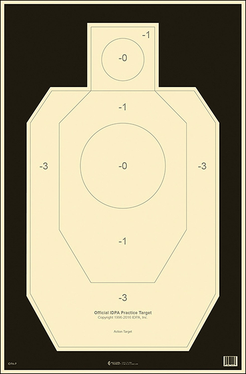 Action Target Official IDPA Practice Silhouette Tagboard Target 23x35 Black/White 100-Count