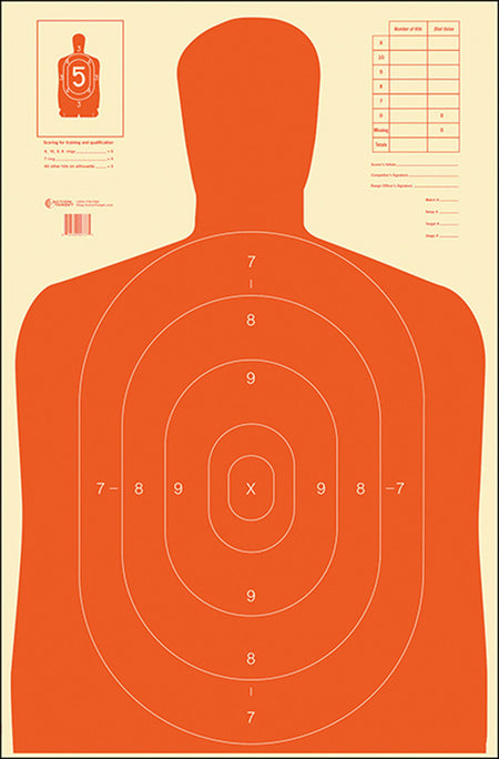 Action Target B27ERED100 Qualification Economy Silhouette Paper Target 23x35 Inch Red/White 100/Box
