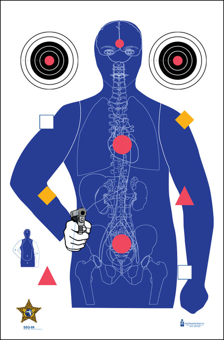 Action Target SSO99100 Sarasota Sheriff Qualification Hanging Paper Target Blue 23"x35" Box of 100