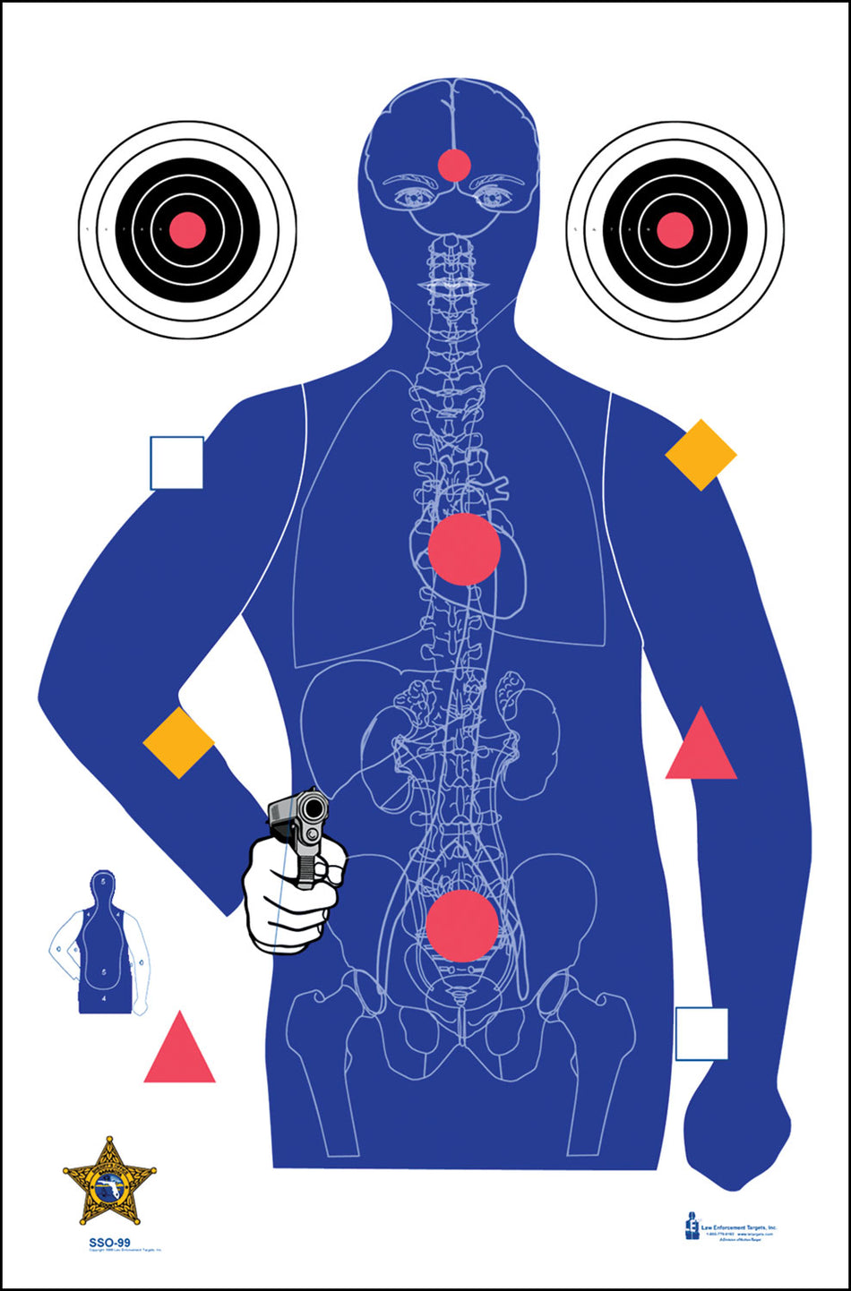 Action Target SSO99100 Sarasota Sheriff Qualification Hanging Paper Target Blue 23"x35" Box of 100