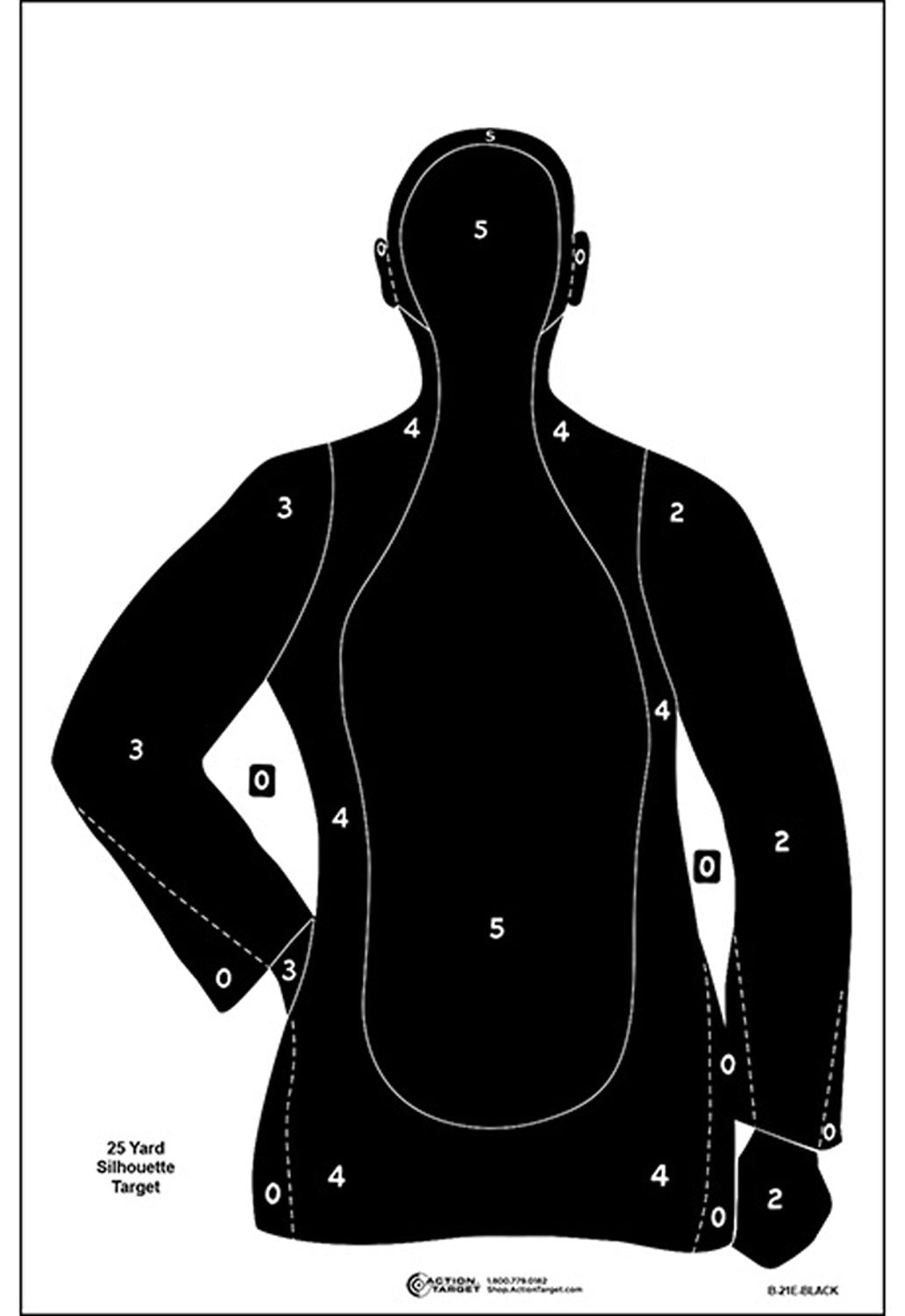Action Target B21EBLACK100 Paper Qualification Silhouette Target 23"x35" Black/White 100 Pack