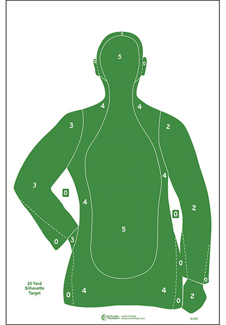 Action Target B-21E Green Qualification Silhouette Paper Hanging Target 23x35 100-Count