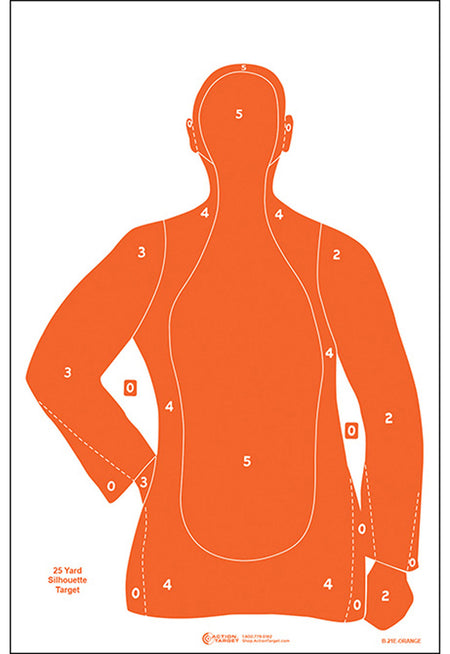 Action Target B-21E Orange Qualification Silhouette Paper Target 23x35 100-Count