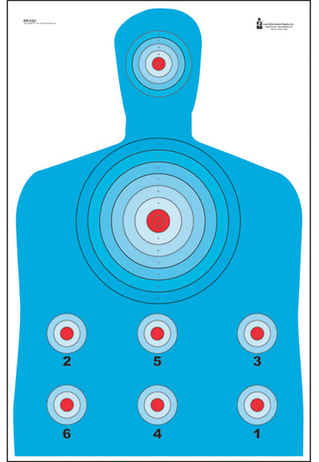 Action Target PRCQ-1 High Visibility Fluorescent Silhouette Qualification Paper Target 23x35 Blue/Red 100-Count