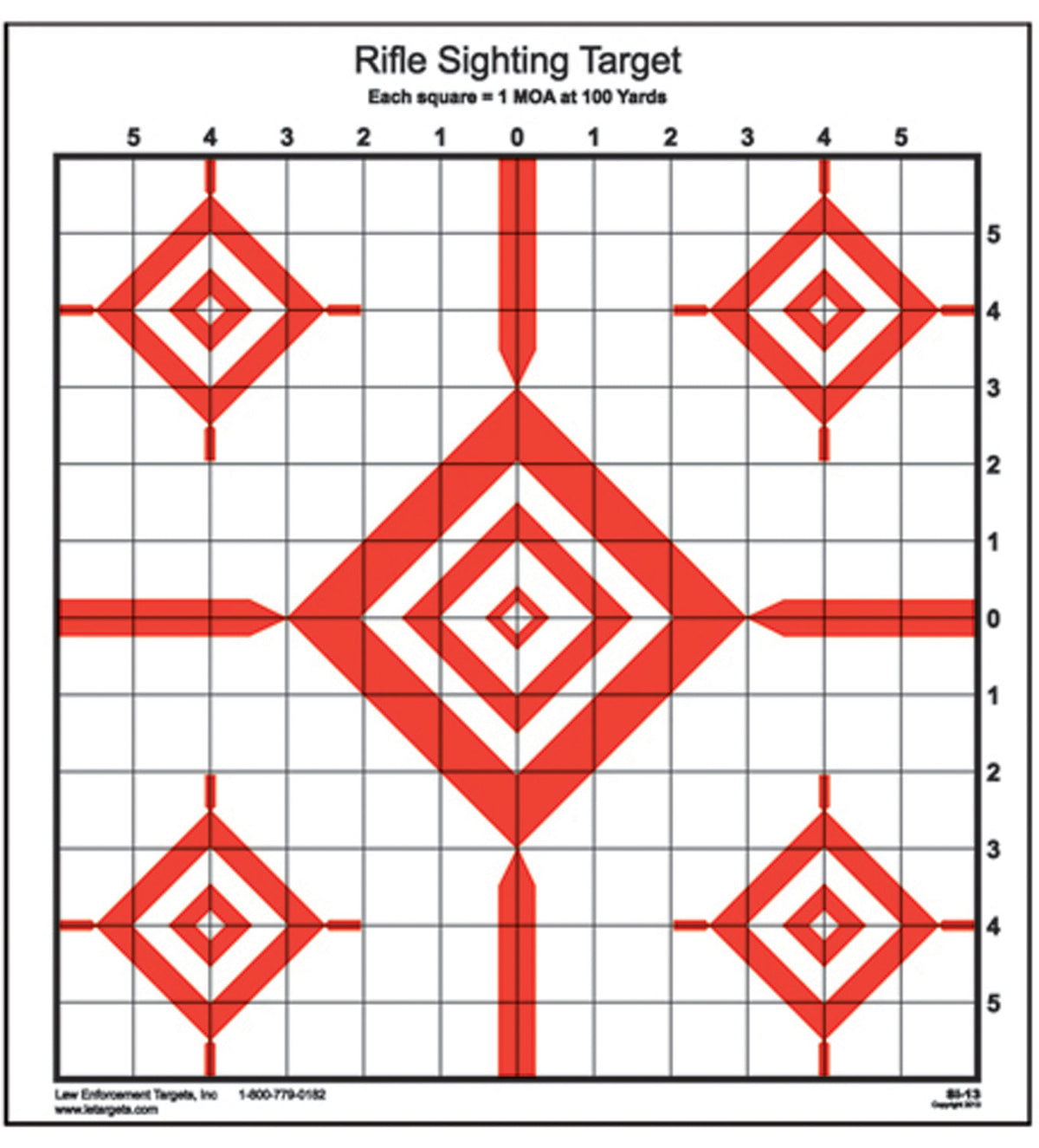 Action Target SI-13 Advanced Rifle Sighting Diamond Paper Target 100 Yards 14x15 Red/White 100-Count