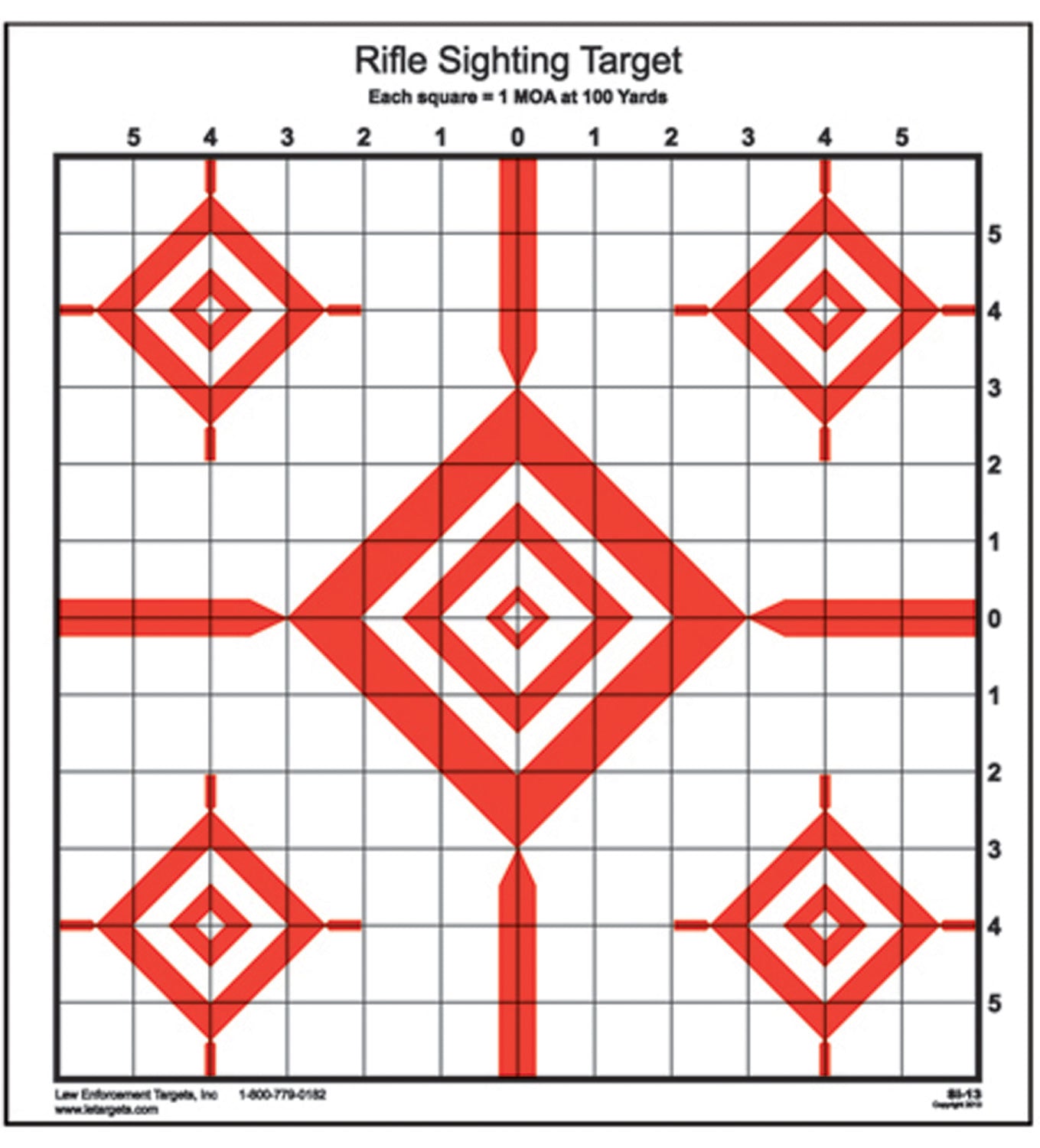 Action Target SI-13 Advanced Rifle Sighting Diamond Paper Target 100 Yards 14x15 Red/White 100-Count
