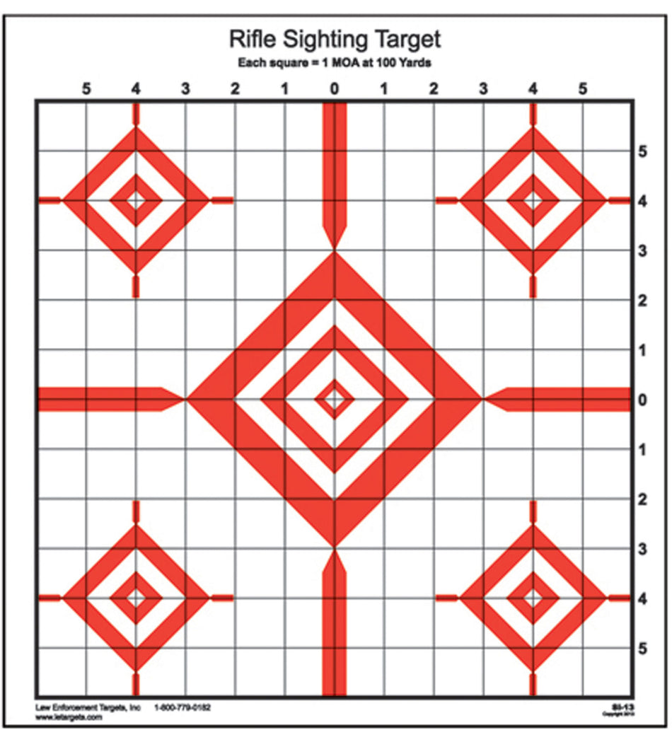 Action Target SI-13 Advanced Rifle Sighting Diamond Paper Target 100 Yards 14x15 Red/White 100-Count