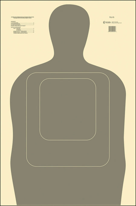 Action Target TQ15GRAY100 Standard Qualification Silhouette Paper Target Gray/White 24x45 Box of 100