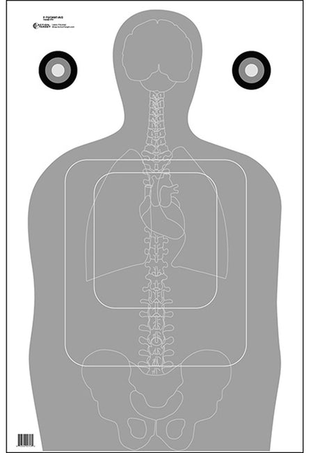Action Target FTQ15ANTAV2100 Silhouette Vitals Qualification Paper Target 23x35 Gray/White Box of 100