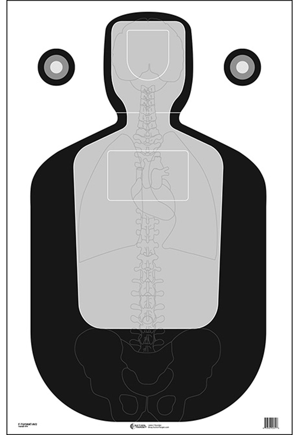 Action Target FTQ19ANTAV2100 Silhouette Vitals TQ-19 Qualification Paper Target Black/Gray 23"x35" Box of 100