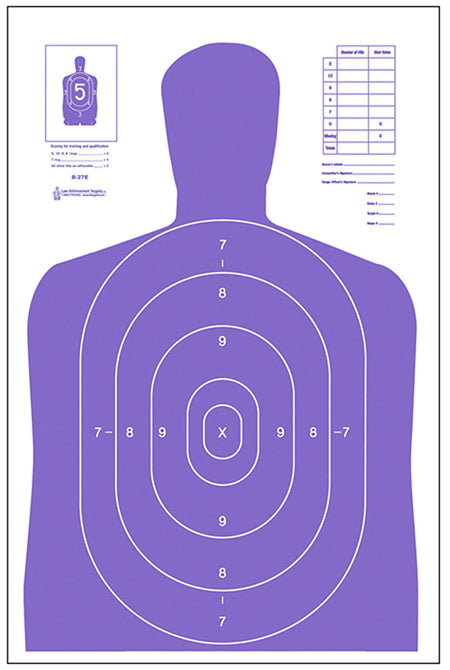 Action Target B27EPR100 Fluorescent Purple Qualification Silhouette Paper Target 23x35 Box of 100