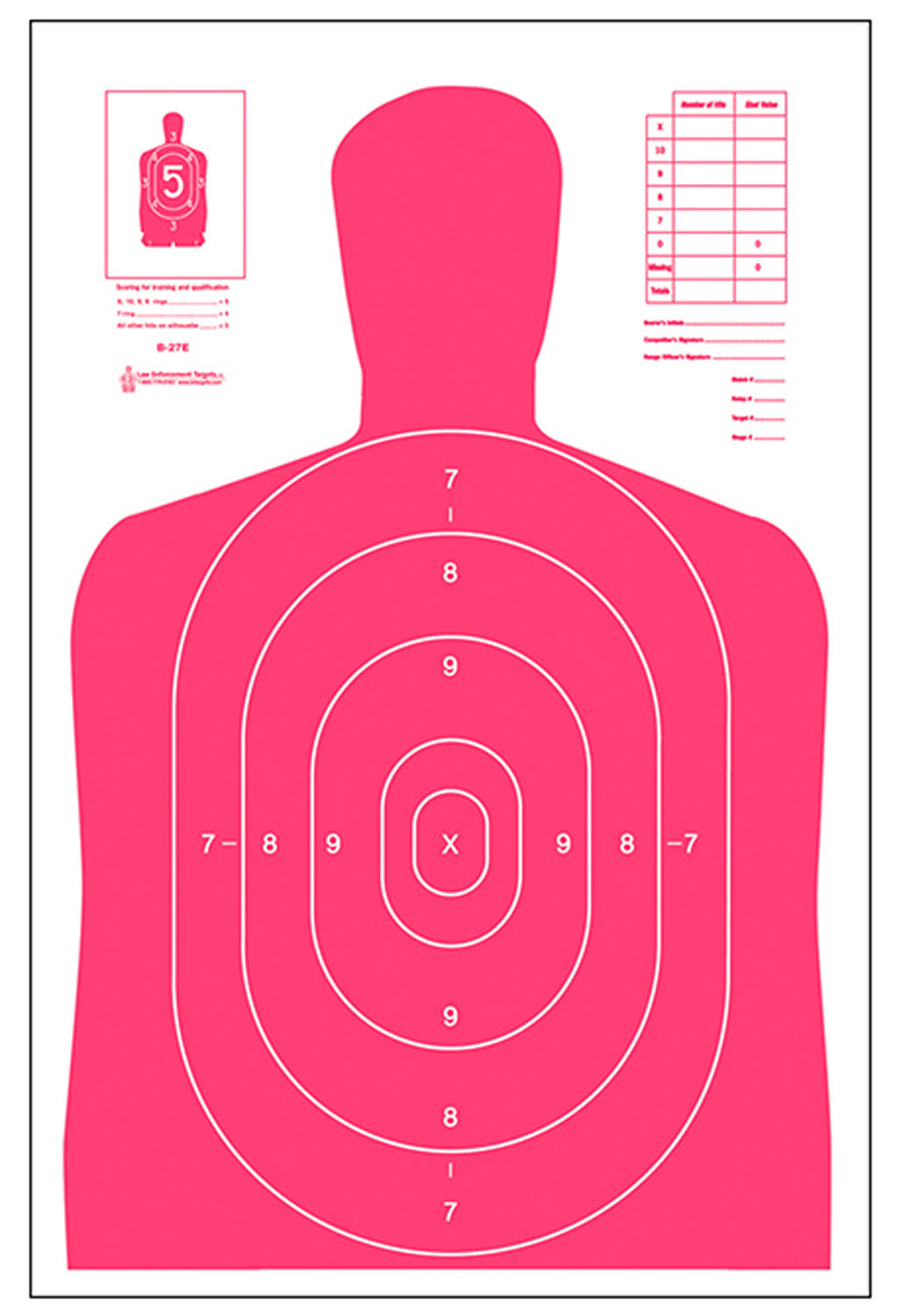 Action Target B27ERD100 Fluorescent Red/White Qualification Silhouette Paper Target 23x35 Box of 100