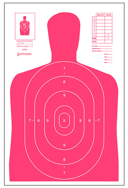 Action Target B27ERD100 Fluorescent Red/White Qualification Silhouette Paper Target 23x35 Box of 100