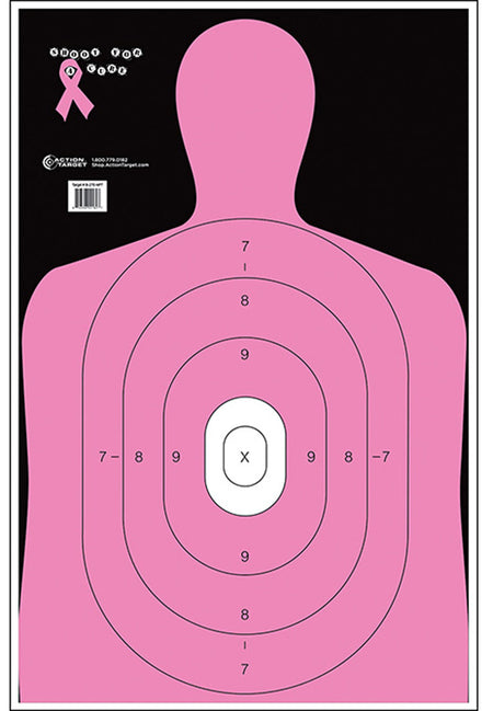 Action Target B27ENPT100 Shoot for the Cure B-27E Pink Paper Range Target 23x35 Box of 100