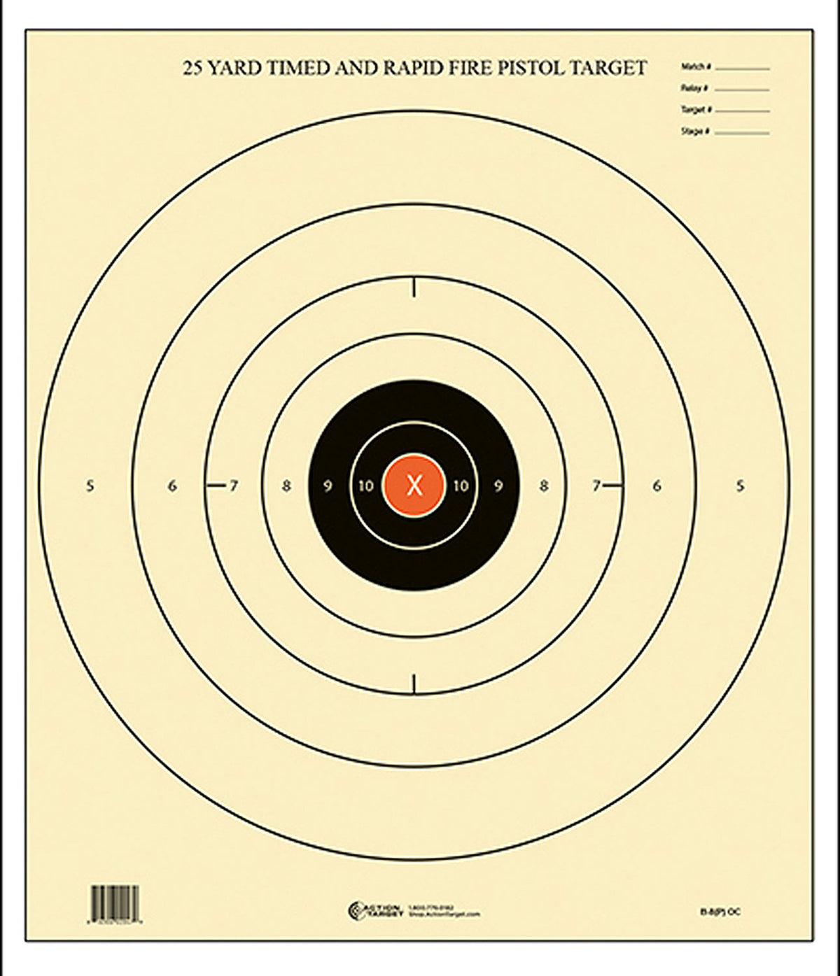 Action Target B8POC100 NRA Rapid Fire Bullseye Paper Shooting Targets 21"x24" Black/White 100 Per Box