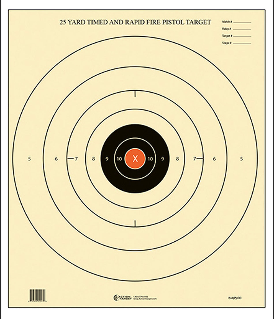 Action Target B8POC100 NRA Rapid Fire Bullseye Paper Shooting Targets 21"x24" Black/White 100 Per Box