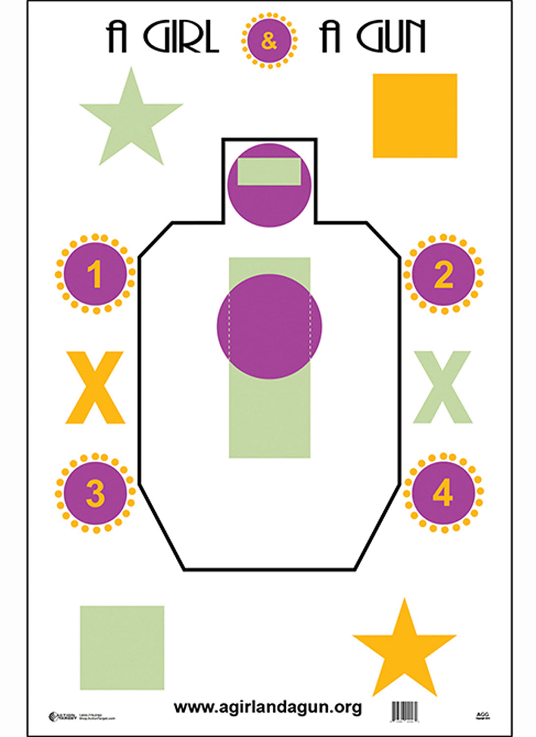 Action Target AGG100 IDPA Silhouette Shooting Paper Targets A Girl & A Gun Design 23" x 35" 100 Pack