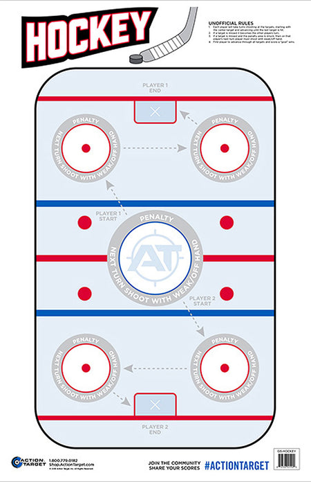 Action Target GSHOCKEY100 Hockey Shooting Game Paper Hanging Target 23" x 35" Blue/White 100 Count