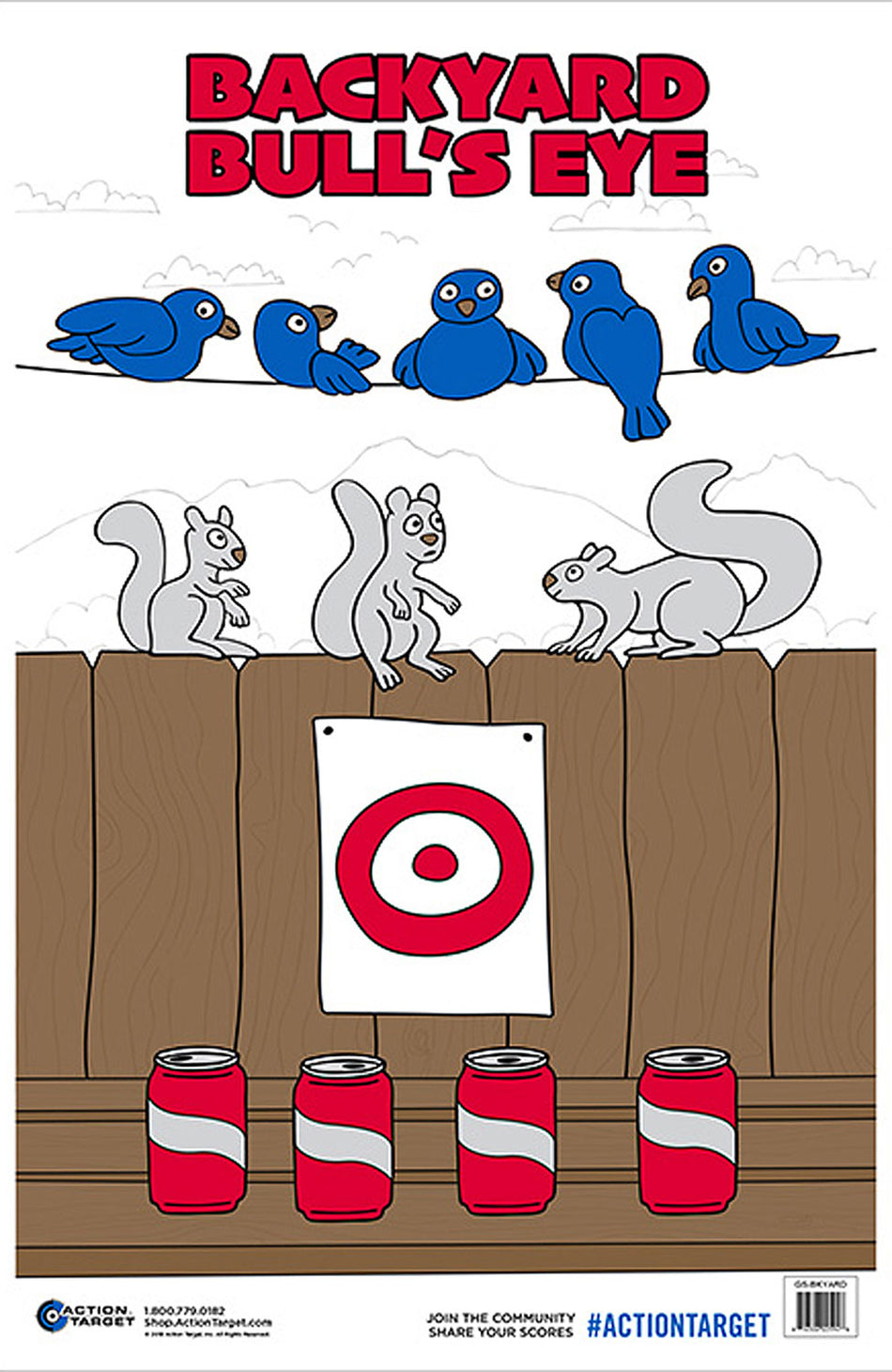 Action Target GSBKYARD100 Backyard Shooting Game Animals/Cans Paper Hanging Target 23" x 35" Multi-Color 100 Count