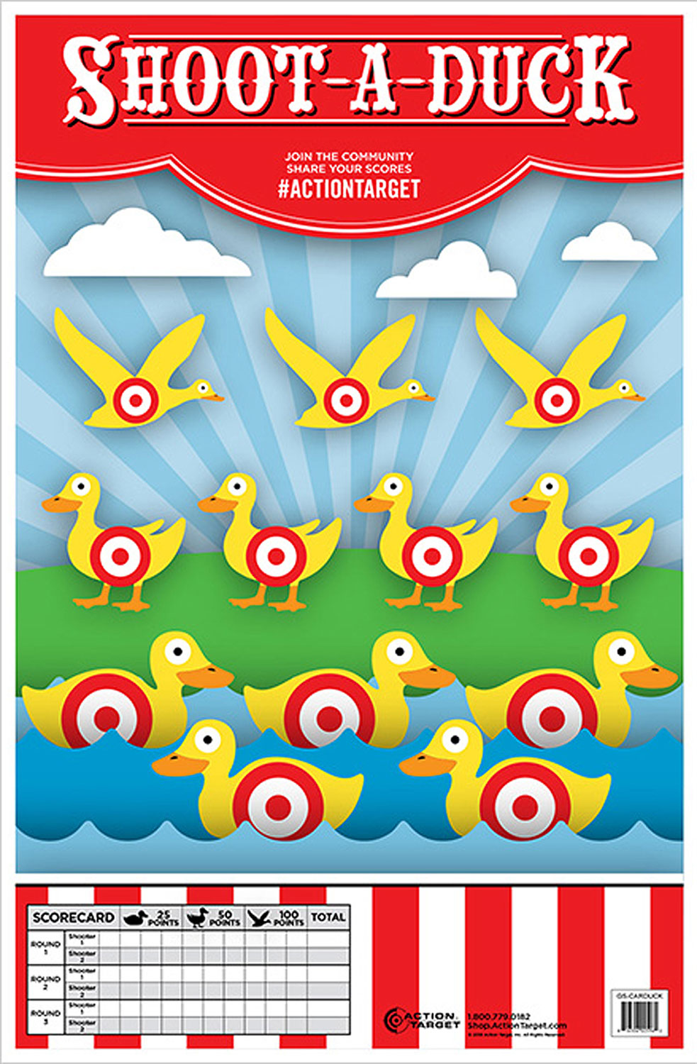 Action Target GSCARDUCK100 Duck Shooting Gallery Paper Hanging Target 23" x 35" Multi-Color 100 Count