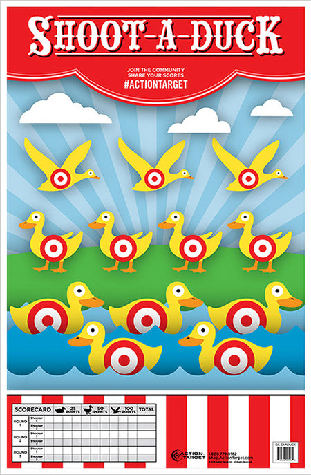 Action Target GSCARDUCK100 Duck Shooting Gallery Paper Hanging Target 23" x 35" Multi-Color 100 Count