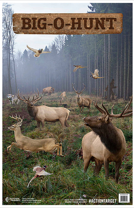 Action Target GSBIGHUNT100 Multi-Zone Animals Paper Hanging Targets 23"x35" 100Pk