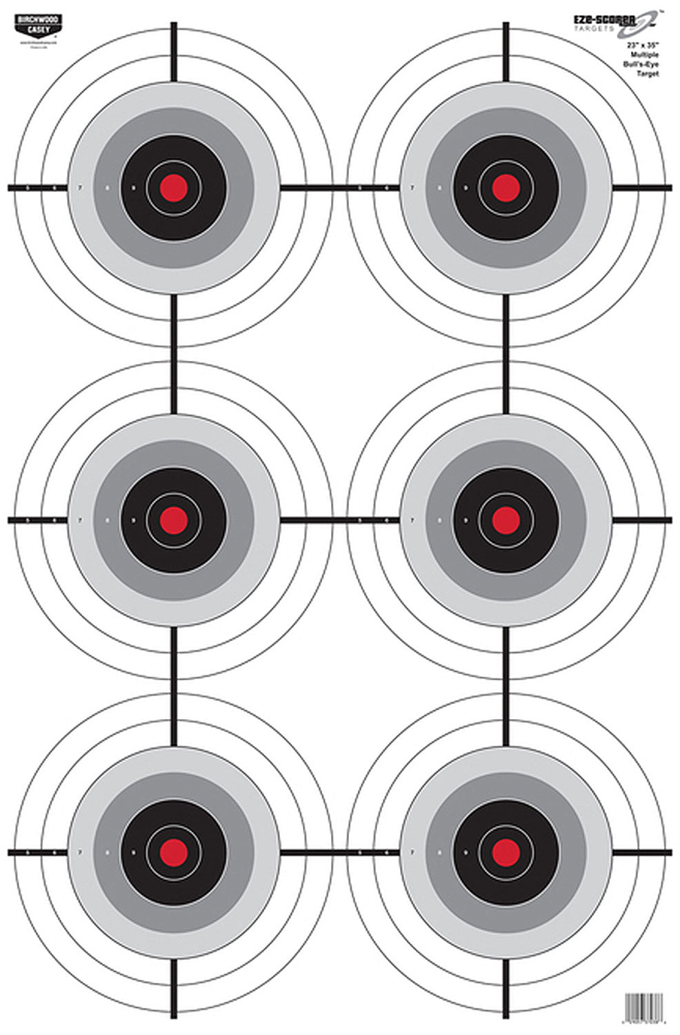 Birchwood Casey EZE-Scorer 6-Bullseye Hanging Paper Target 23" x 35" Pack of 100