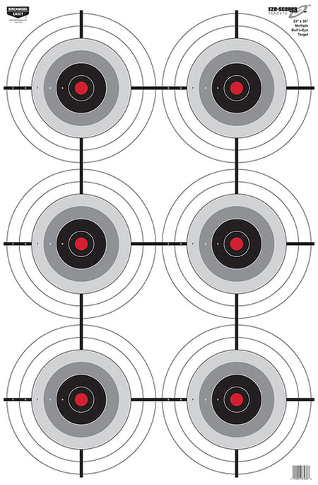 Birchwood Casey EZE-Scorer 6-Bullseye Hanging Paper Target 23" x 35" Pack of 100