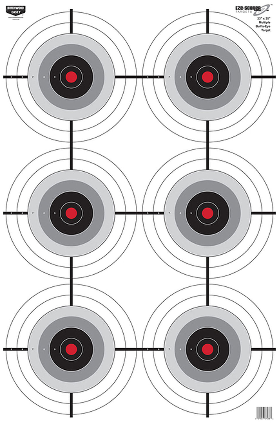 Birchwood Casey EZE-Scorer 6-Bullseye Hanging Paper Target 23" x 35" Pack of 100