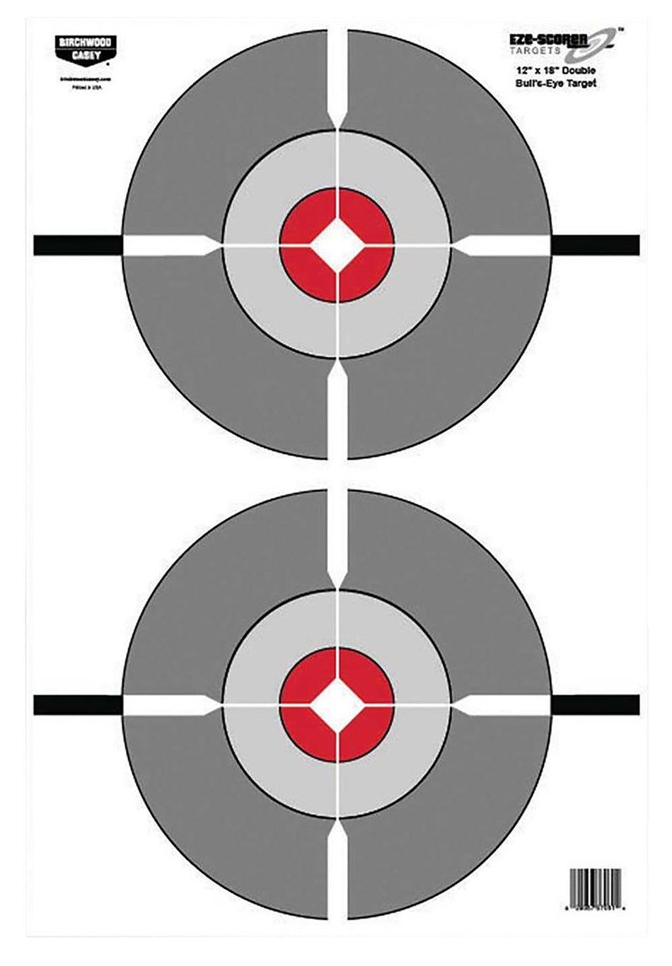 Birchwood Casey EZE-Scorer Dual Bullseye Paper Range Target 12" x 18" 100 Per Package