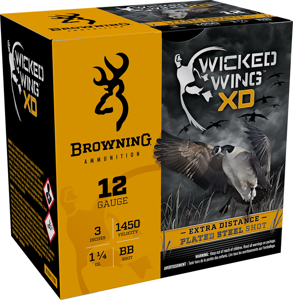 Browning B193411230 Wicked Wing XD Extra Distance 12 Gauge 3 1-1/4oz #BB 1450 fps