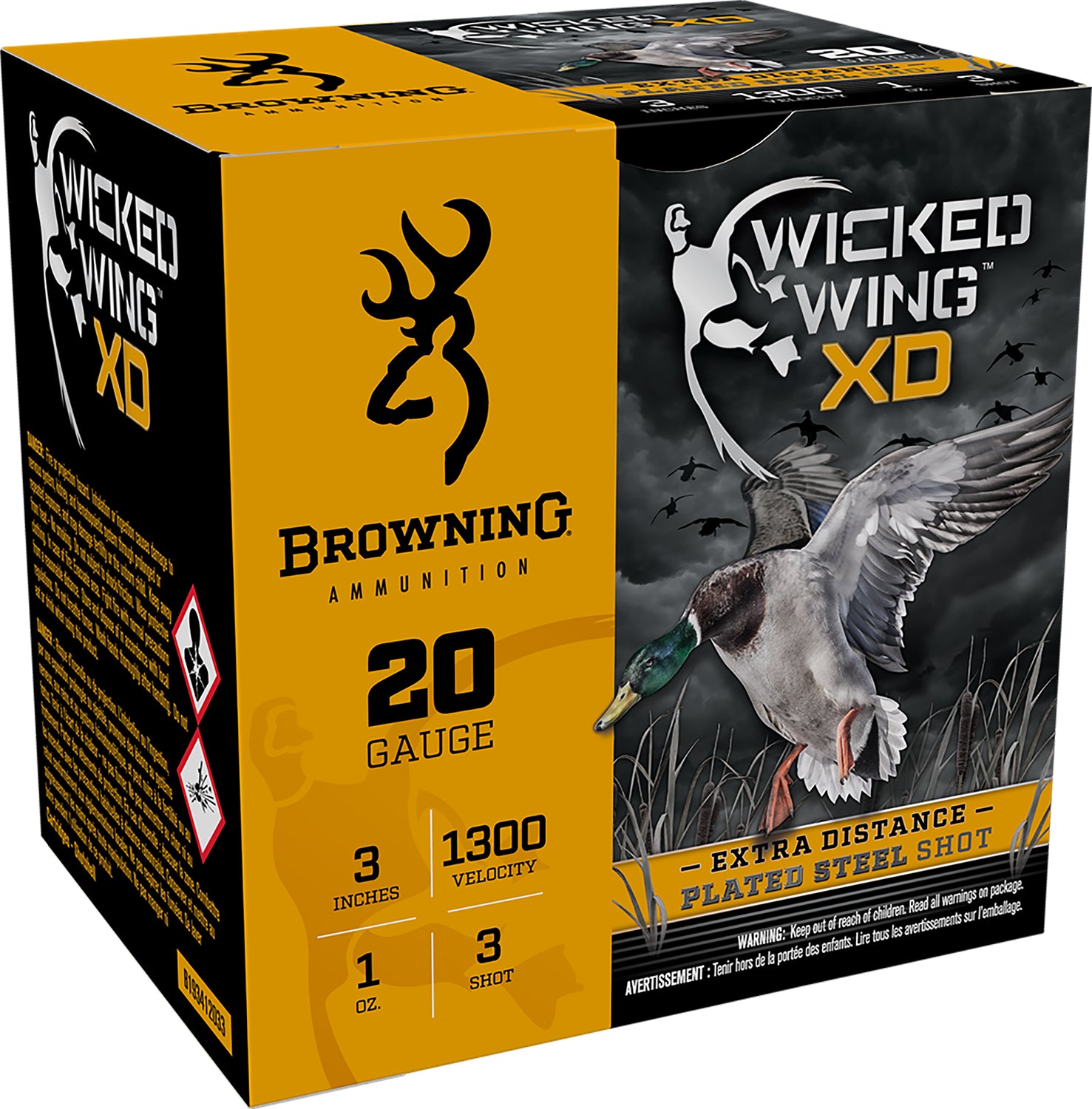 Browning B193412033 Wicked Wing XD Extra Distance 20 Gauge 3 1oz #3 1300 fps