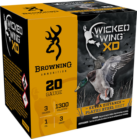 Browning B193412033 Wicked Wing XD Extra Distance 20 Gauge 3 1oz #3 1300 fps