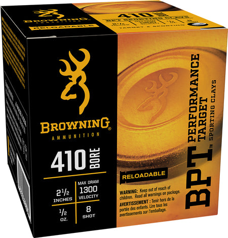 Browning BPT Performance Target Sporting Clay Shotgun Ammo .410 Bore 2.5 in 1/2 oz #8